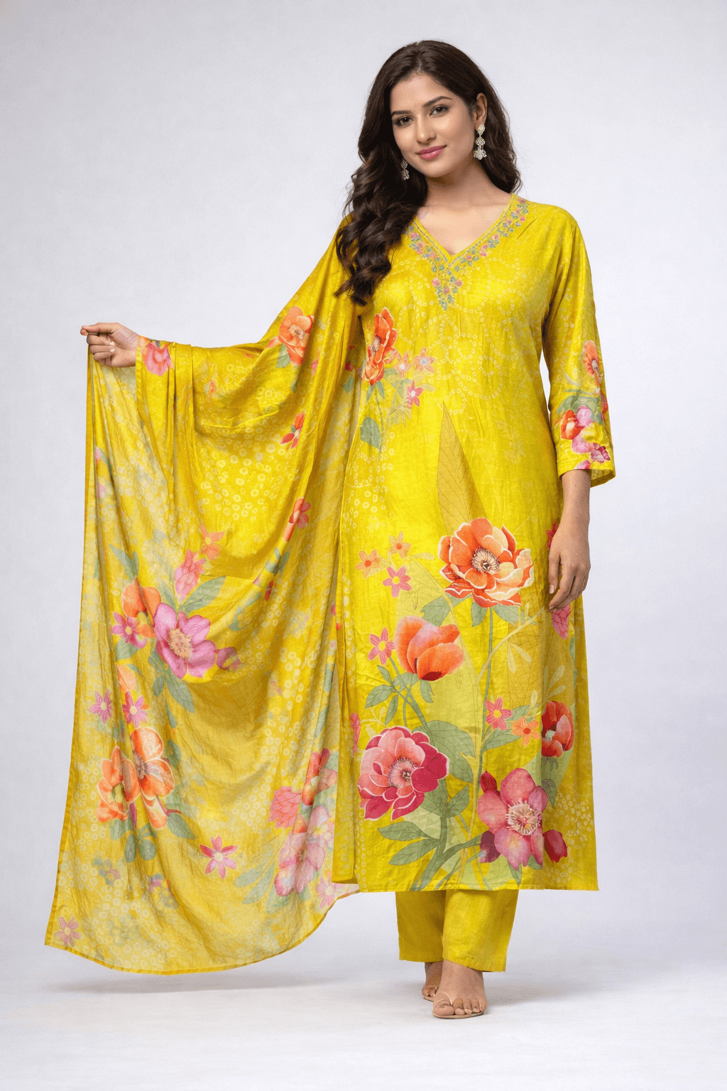 Muslin Printed-Embroidered Suit